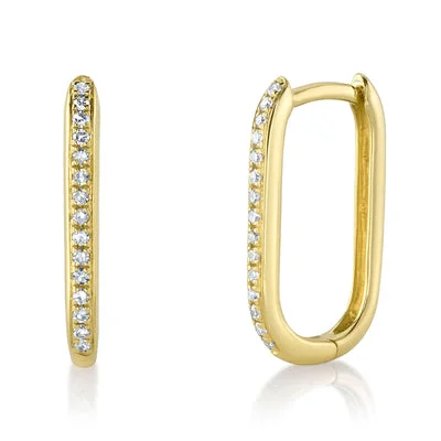 Ladies crystal earrings-14K Yellow Gold 0.08ctw Diamond Oval Hoop Earrings by Shy Creation