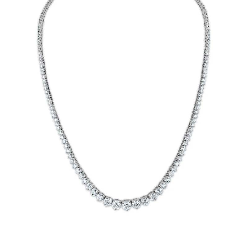 Ladies silver necklaces-Signature EcoLove 12 CTW Diamond Tennis 17-inch Necklace in 14KT White Gold