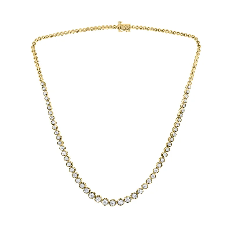 Ladies engagement necklaces-EcoLove 1-1/2 CTW Lab Grown Diamond Tennis Necklace in Gold Plated Sterling Silver