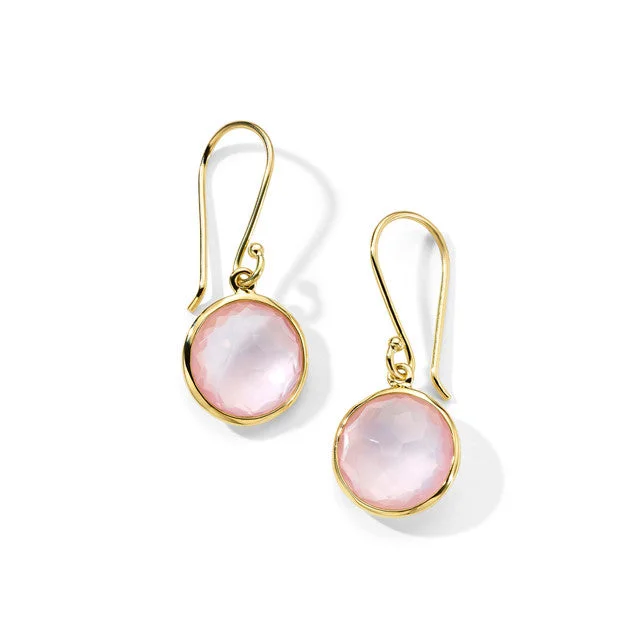 Ladies double drop earrings-18K Lollipop® Mini Drop Earrings in Rose Quartz