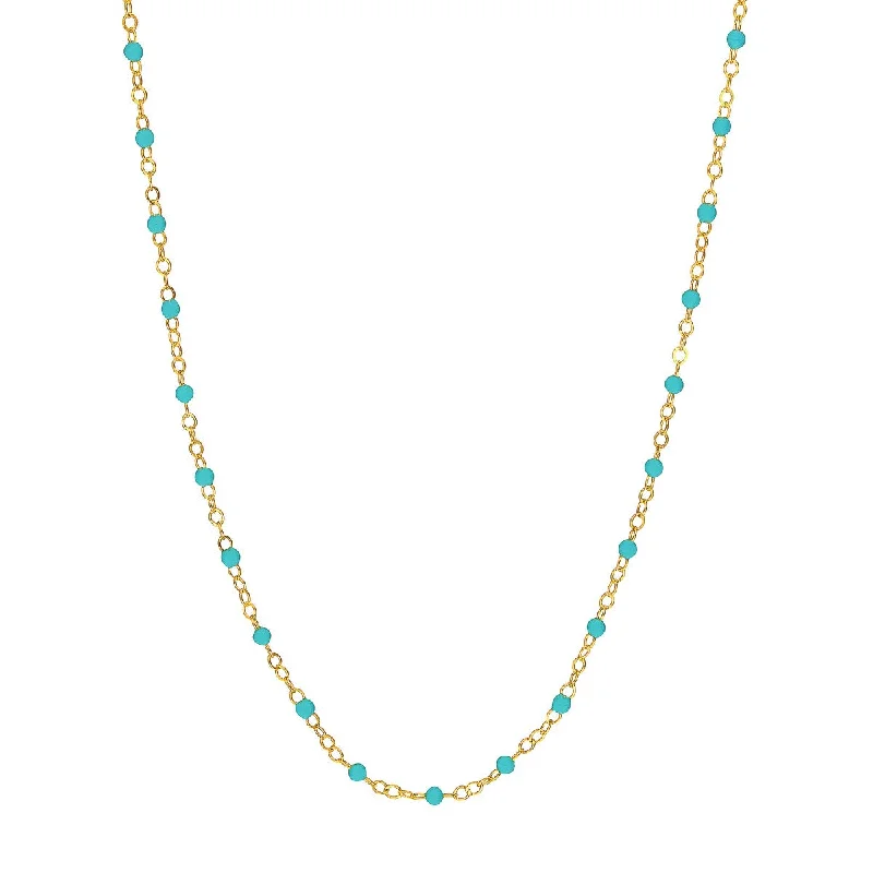 Ladies stylish necklaces-10KT Gold & Turquoise Beaded Necklace