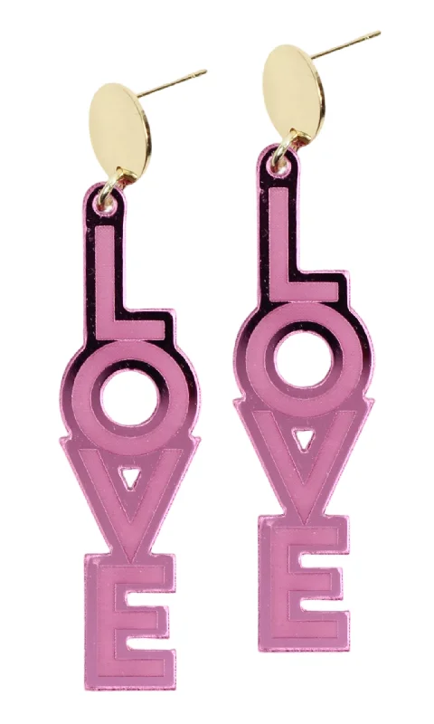 Ladies birthstone stud earrings-Retro Love Earring