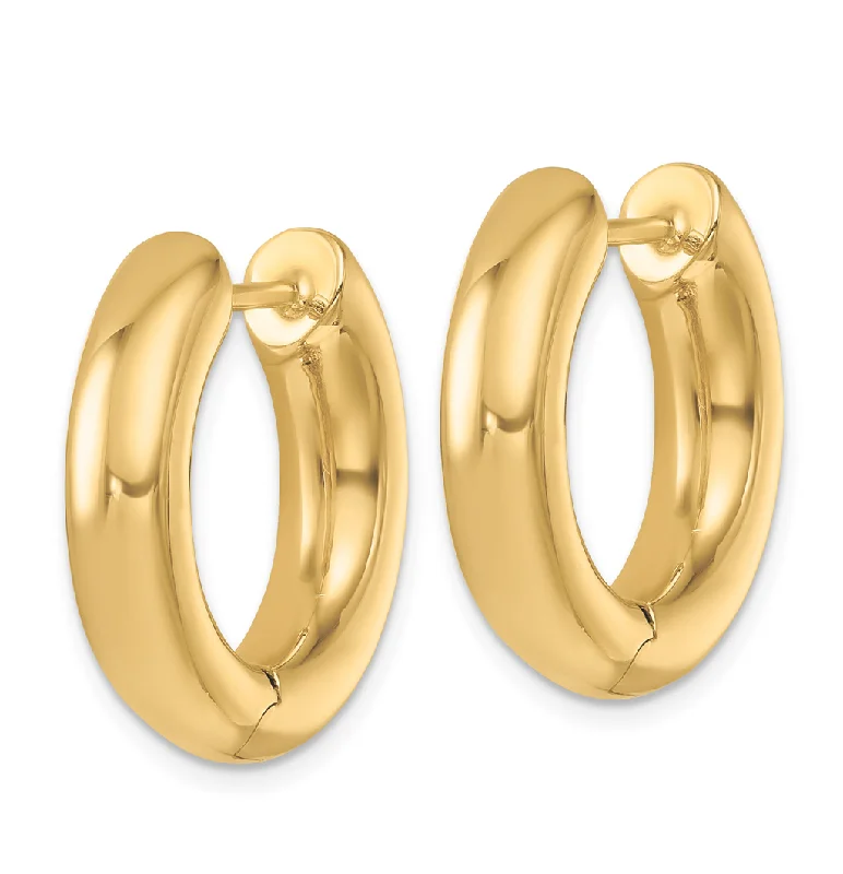 Ladies romantic earrings-10K Yellow Gold Polished Huggie Hoop Earrings