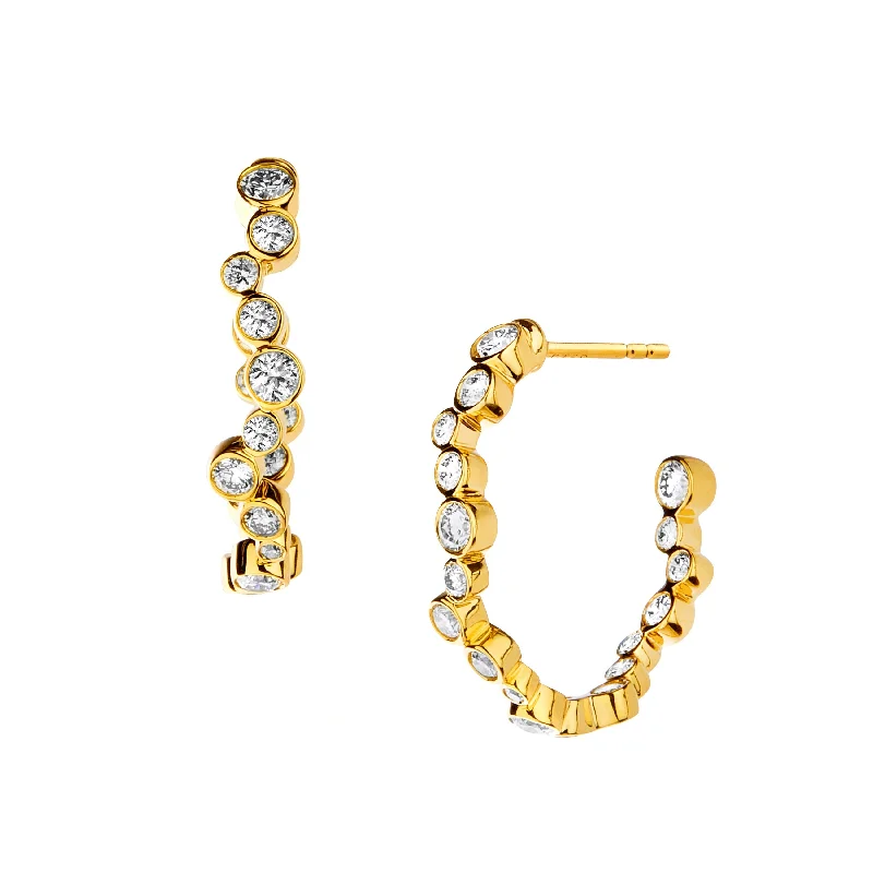 Ladies hoop earrings with diamonds-Diamond Cluster Oval Hoops