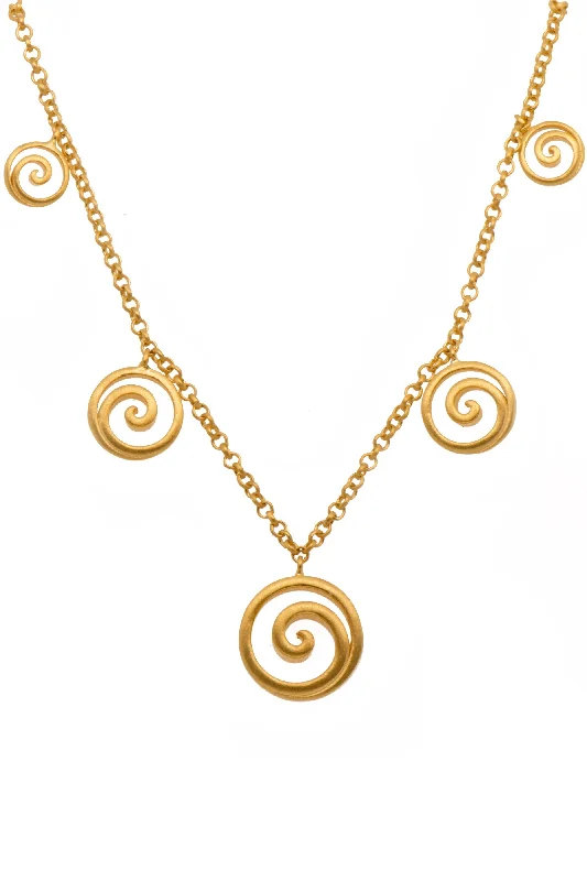 Ladies lock and key necklaces-Gratitude Graduated Open Swirl Necklace 24K Gold Vermeil