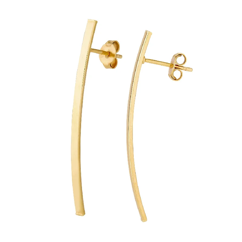 Ladies adjustable earrings-14K Yellow Gold Geometric Bar Stud Earrings