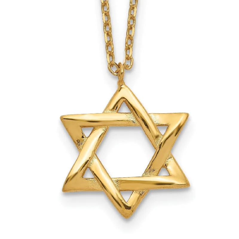 Ladies custom-made necklaces-Gold Plated Sterling Silver 16.5-inch Star Of David Necklace