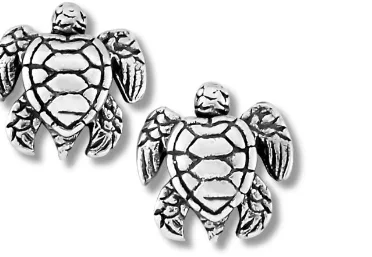 Ladies statement earrings with pearls-Sterling Silver Turtle Stud Earrings by Samuel B.