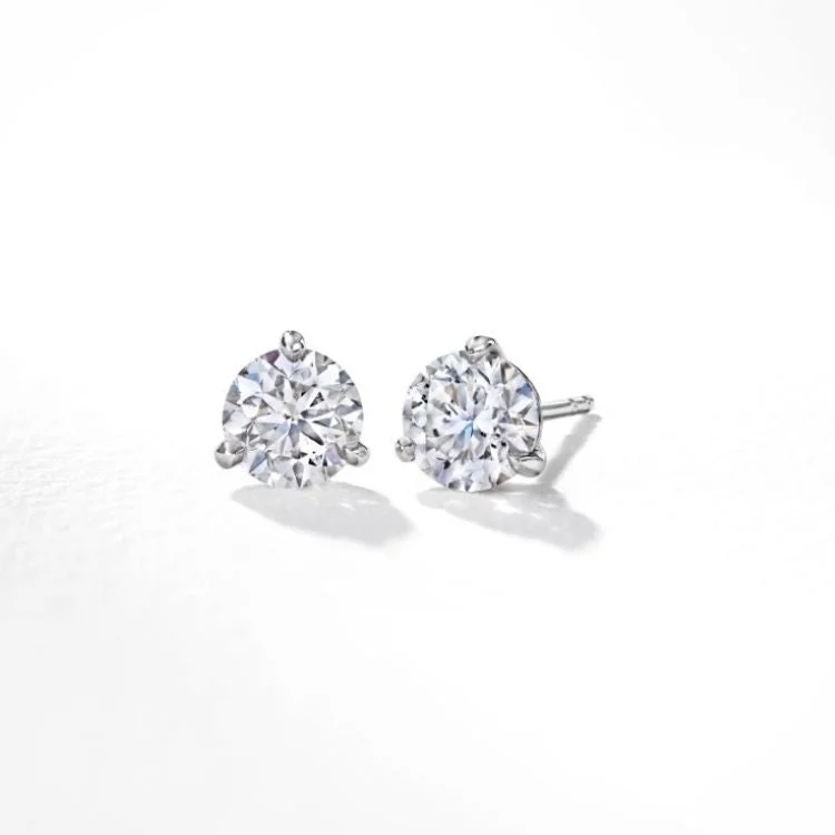 Ladies hoop earrings with diamonds-3 Prong Solitaire Studs