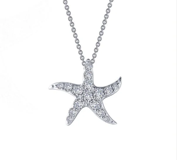 Ladies oval-shaped pendant necklaces-Whimsical Starfish Necklace