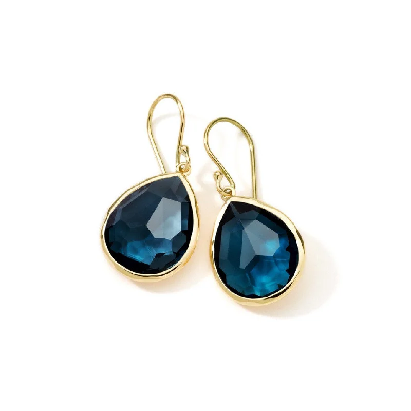 Ladies statement hoop earrings-Small Single Stone Teardrop Earrings in 18K Gold