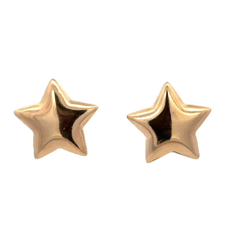 Ladies double drop earrings-Statement Hollow Star Earrings in Yellow Gold