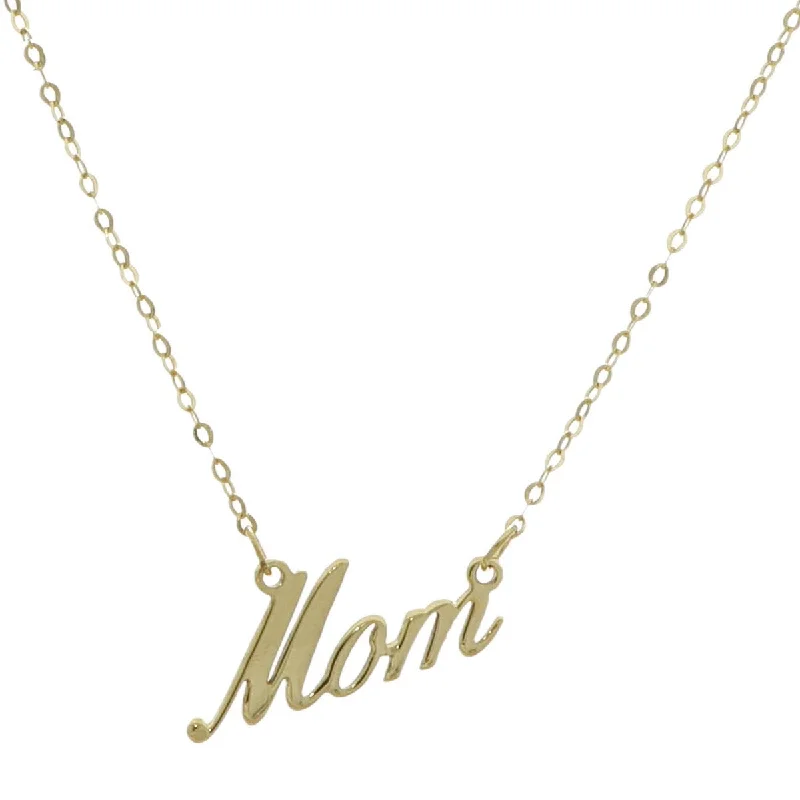 Ladies silver charm necklaces-10KT Gold 18-inch Mom Necklace