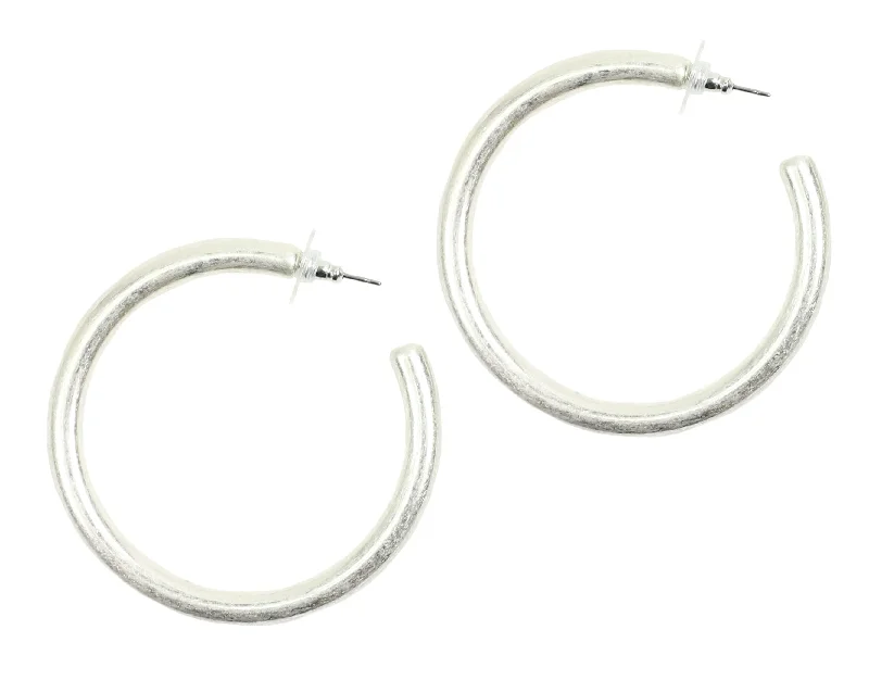 Ladies white gold earrings-The Lila Hoop Earring - Silver