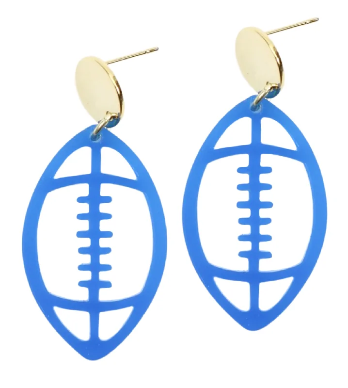 Ladies simple stud earrings-Acrylic Football Earring - Blue