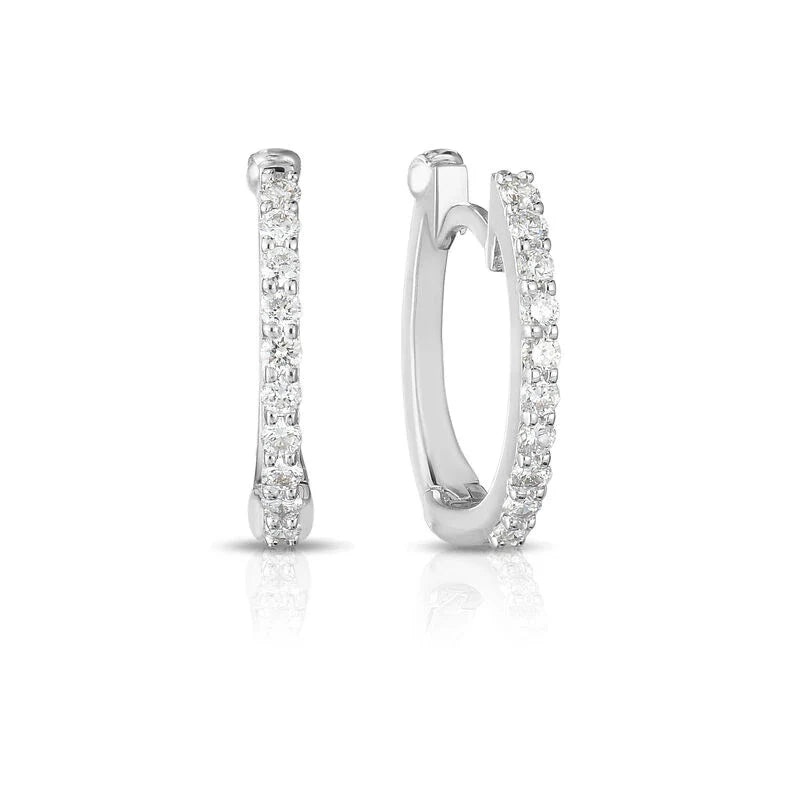 Ladies diamond halo earrings-Perfect Diamond Hoops