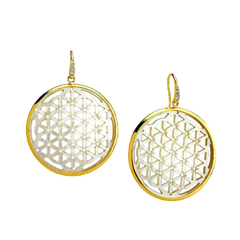 Ladies matching earrings and necklace sets-Flower of Life Earrings