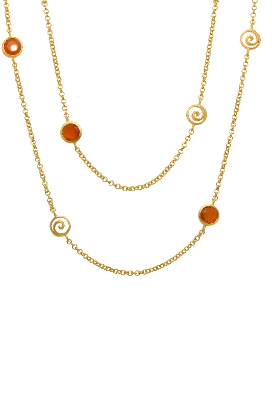 Ladies oval-shaped pendant necklaces-Gratitude Swirl 36" Necklace 24K Gold Vermeil