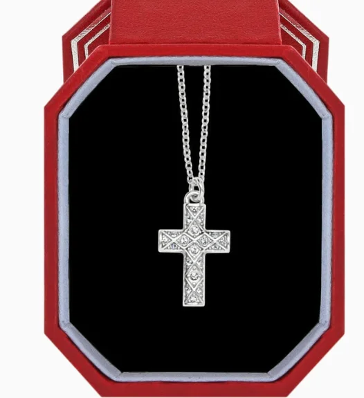 Ladies sterling silver necklaces-Diamond Cross Necklace Gift Box