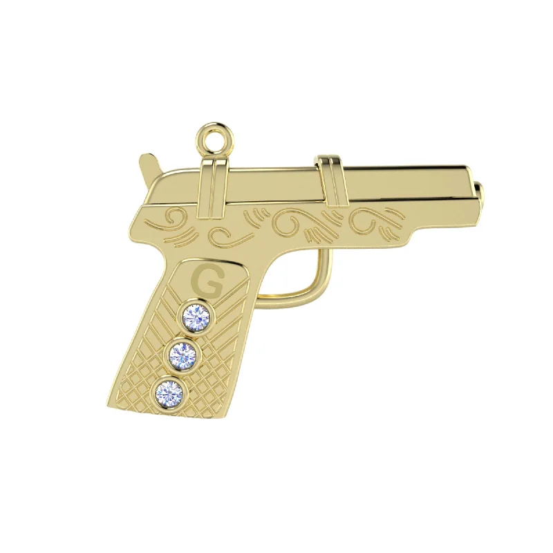 Ladies personalized name necklaces-Vintage Inspired Gun Charm