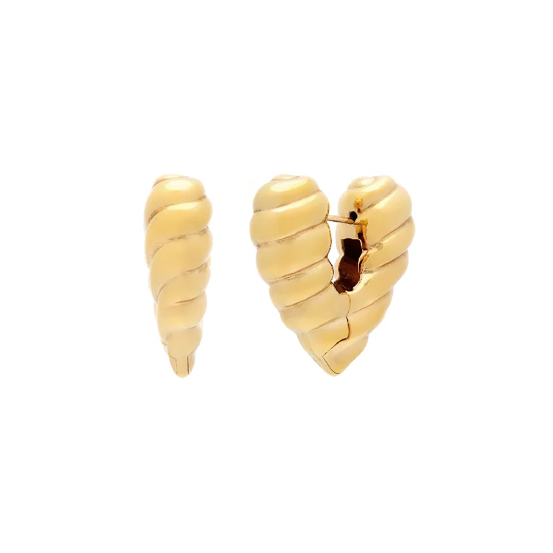 Ladies gold-plated earrings-Heart of Gold Hoops | Gold