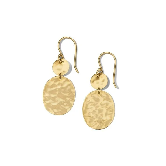 Ladies round earrings-18k Classico Crinkle Drop Earrings