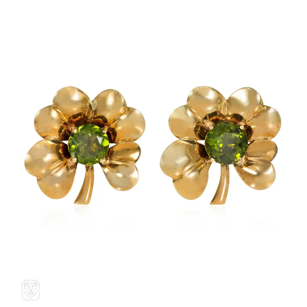 Ladies shell earrings-Tiffany & Co. Retro clover earrings