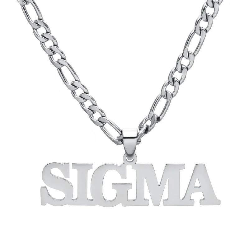 Ladies silver necklaces-Stainless Steel 22-inch SIGMA Pendant