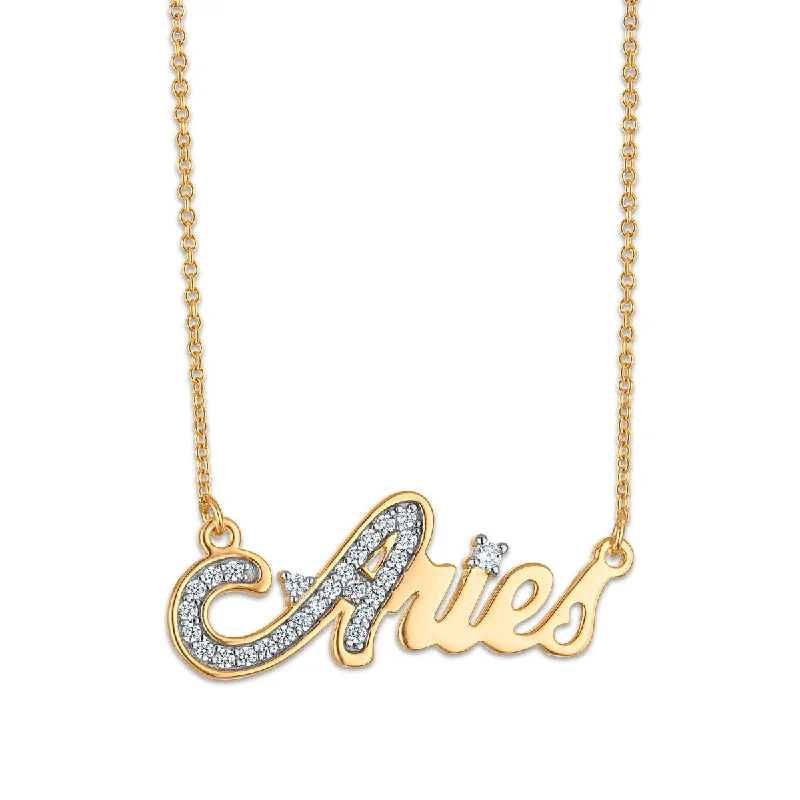 Ladies personalized necklaces-Simone I Smith Collection Aries Necklace in 18KT Gold Plated Sterling Silver