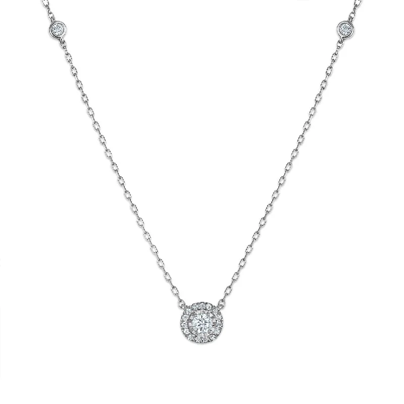 Ladies choker chain necklaces-LoveSong Halo 3/8 CTW Lab Grown Diamond Necklace