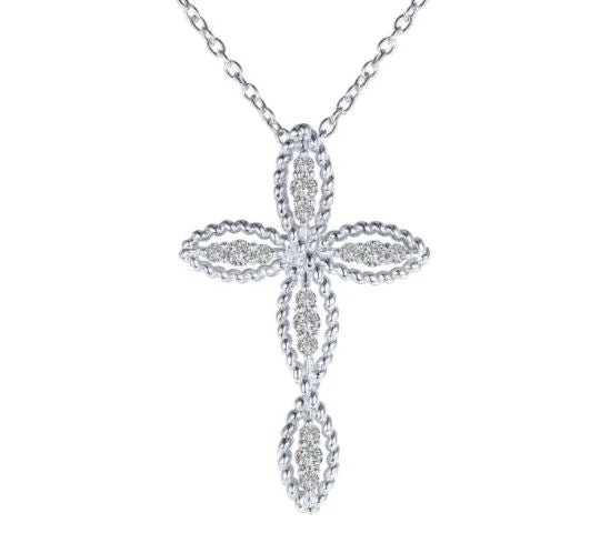 Ladies diamond and gold necklaces-0.3 CTW Cross Necklace