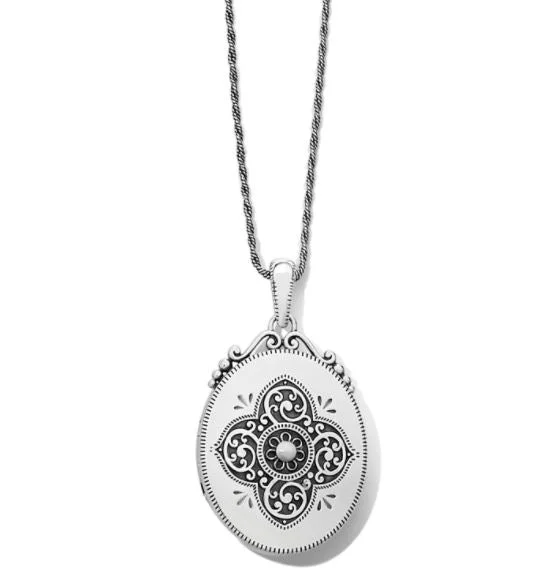 Ladies silver charm necklaces-Etoile Oval Convertible Locket Necklace