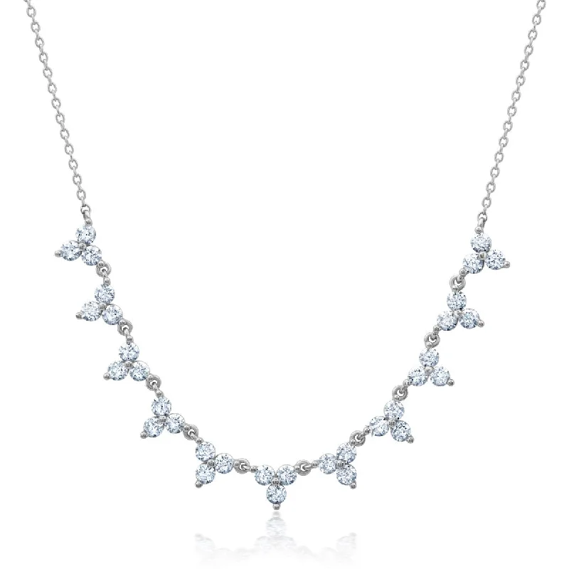 Ladies diamond-encrusted necklaces-Crislu Platinum Plated Sterling Silver Cubic Zirconia 18-inch Necklace