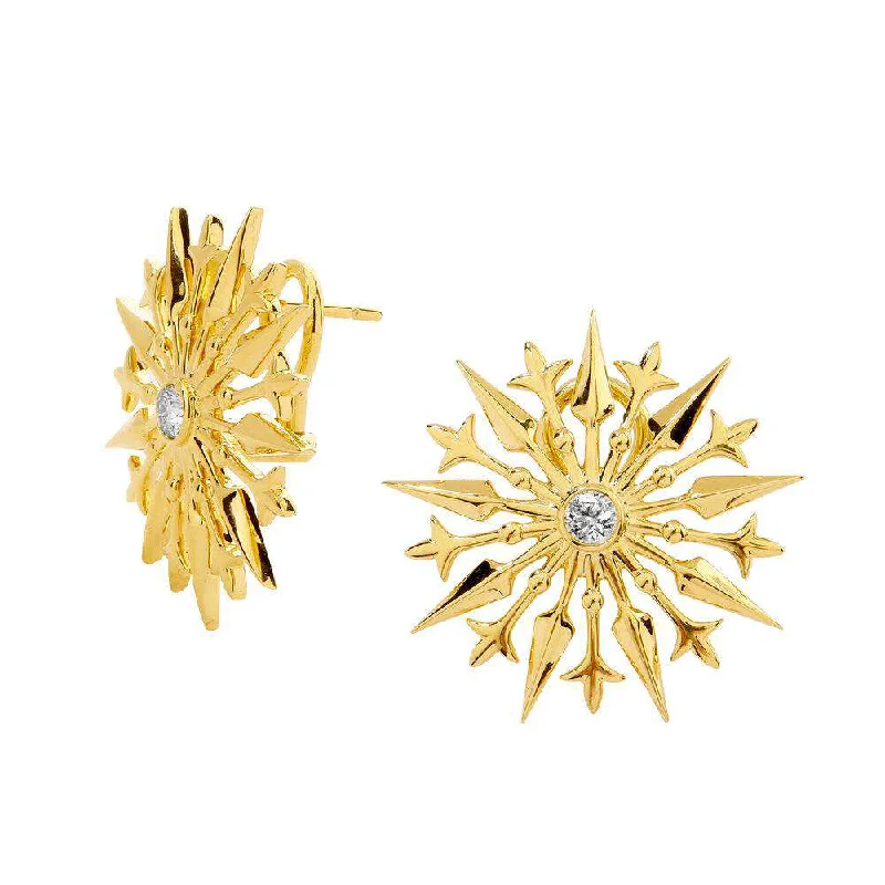 Ladies delicate stud earrings-Cosmic Gold Starburst Studs