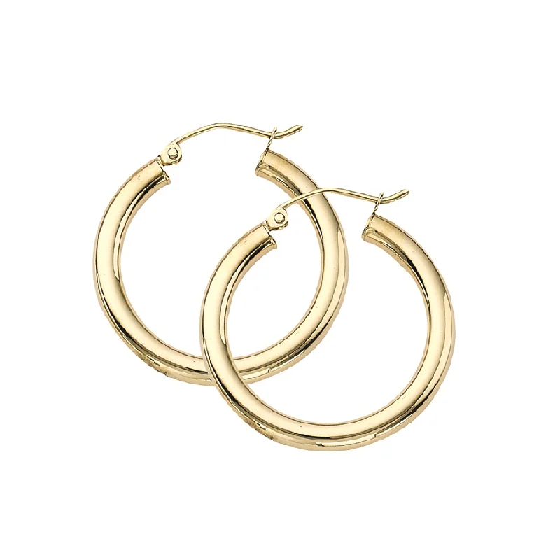 Ladies clip-on earrings-14K Yellow Gold 3x25mm Polished Hoop Earrings