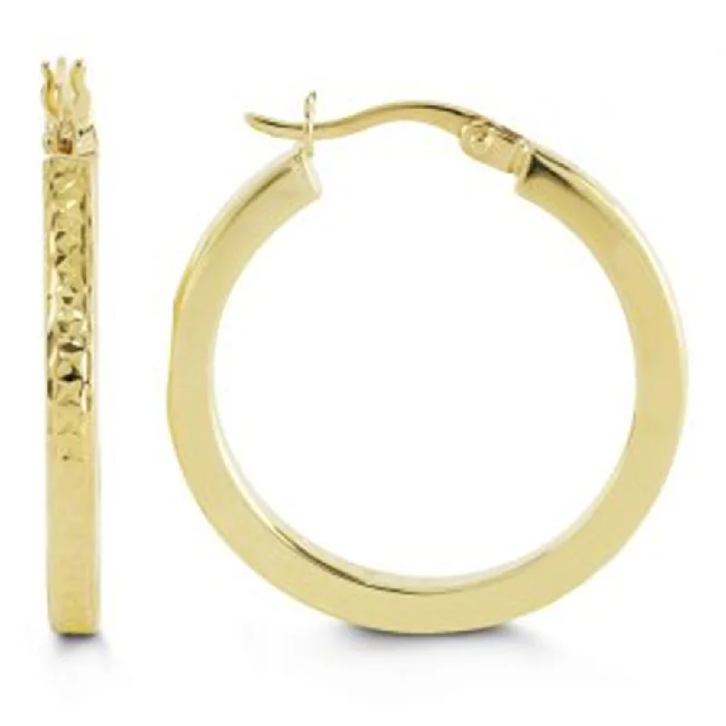 Ladies custom-designed earrings-10K Yellow Gold Diamond Cut Thin Hoop Earrings