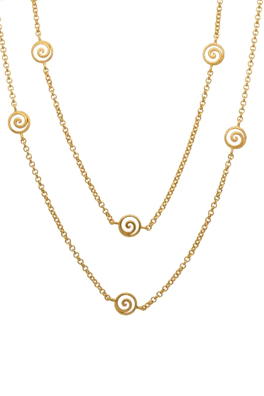 Ladies fashion-forward necklaces-Gratitude Swirl Necklace 36" 24K Gold Vermeil