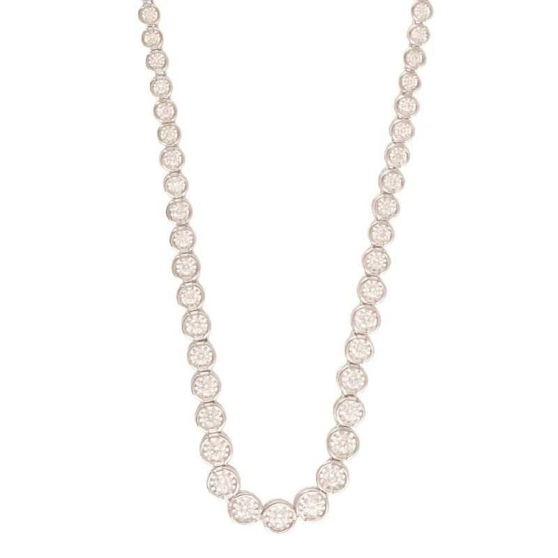 Ladies double-layer necklaces-EcoLove 1-1/2 CTW Lab Grown Diamond Tennis Necklace in Sterling Silver