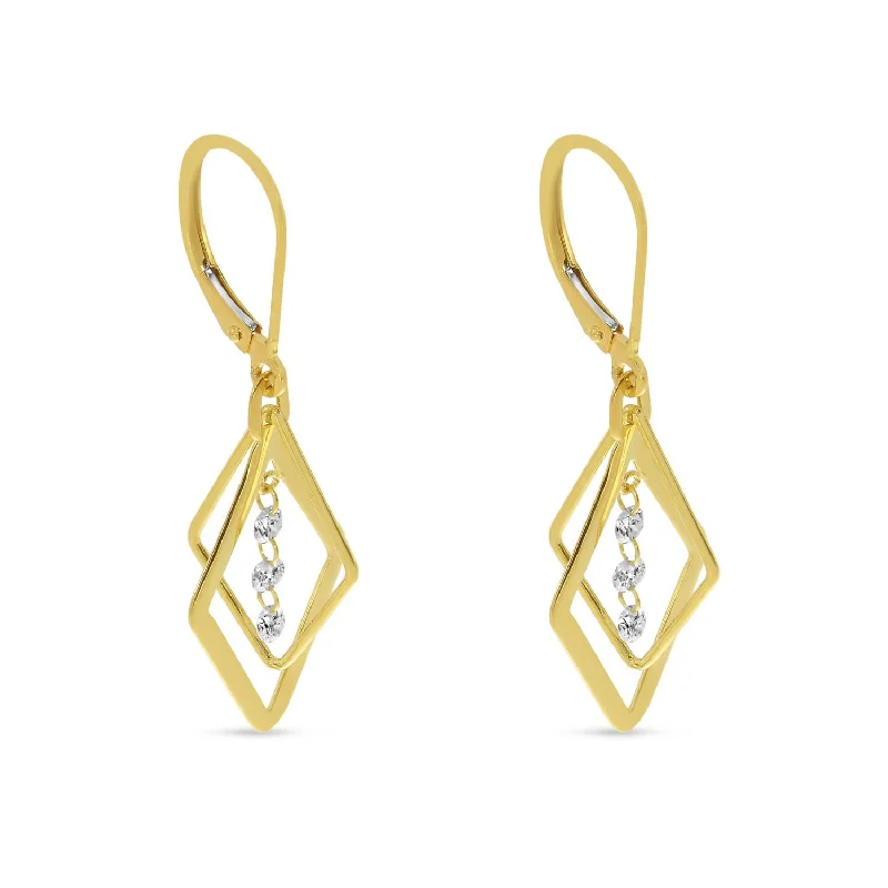 Ladies minimalist gold earrings-14K Yellow Gold 0.30ctw Dashing Diamond Geometric Drop Earrings