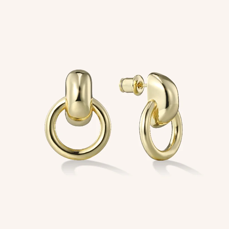 Ladies gold hoop earrings-Knocker Hoop Earrings