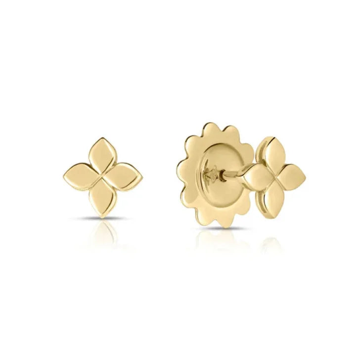 Ladies silver stud earrings-Roberto Coin 18K Yellow Gold Love In Verona Small Stud Earrings