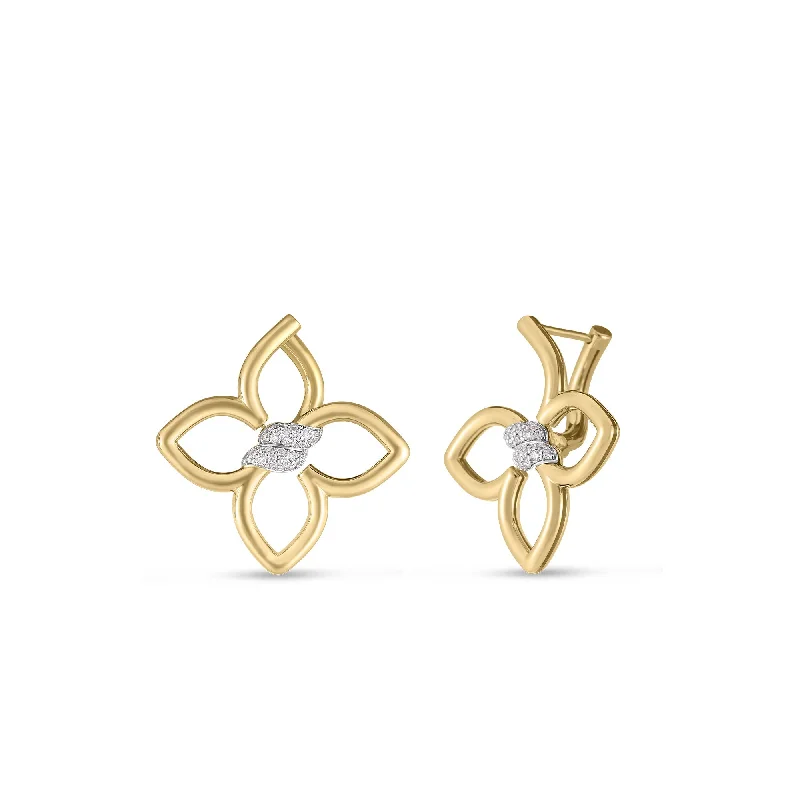 Ladies vintage gold earrings-CIALOMA SMALL DIAMOND FLOWER EARRINGS