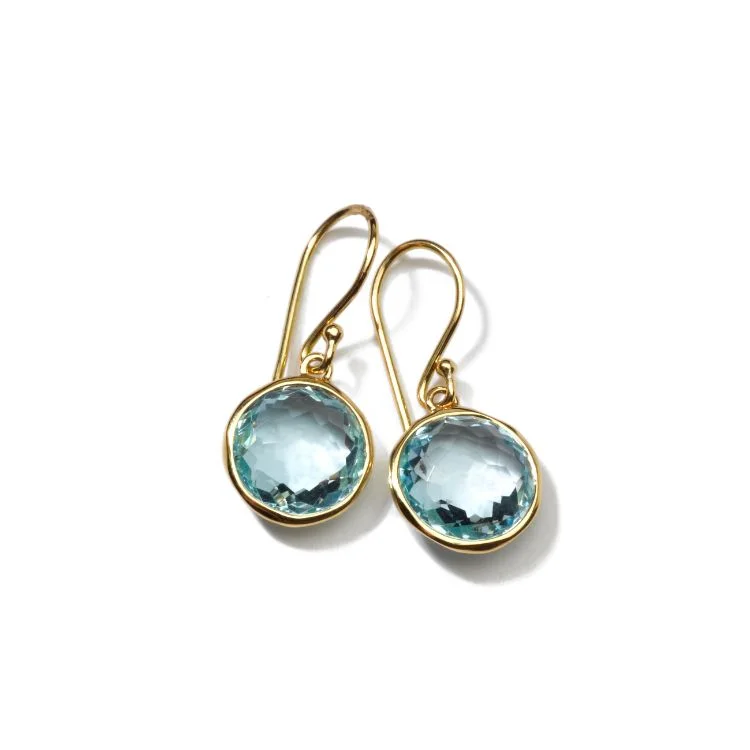 Ladies silver hoop earrings-18k Blue Topaz Earrings