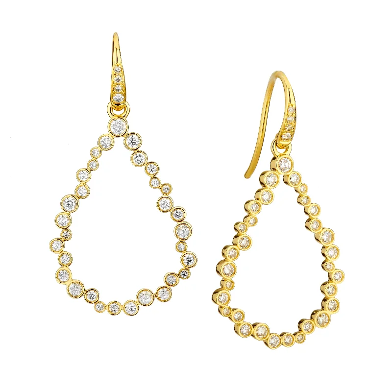 Ladies pearl earrings-Diamond Tear Drop Earrings