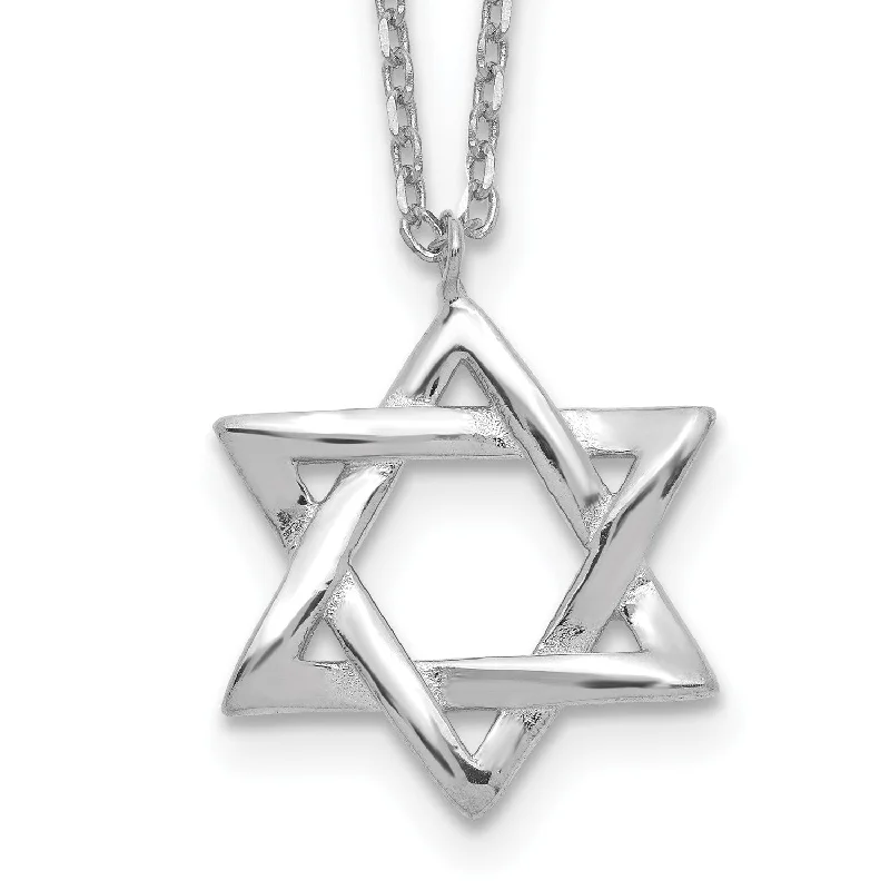 Ladies infinity necklaces-Sterling Silver 16-inch Star Of David Necklace