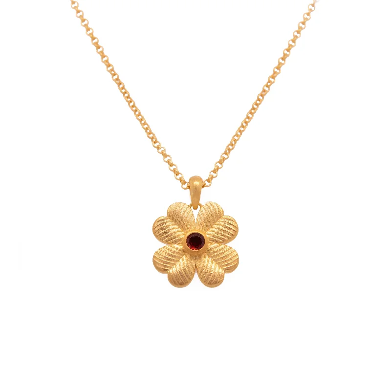 Ladies birthstone pendants-Lucky Clover Reversible Pendant Necklace 24K Gold Vermeil