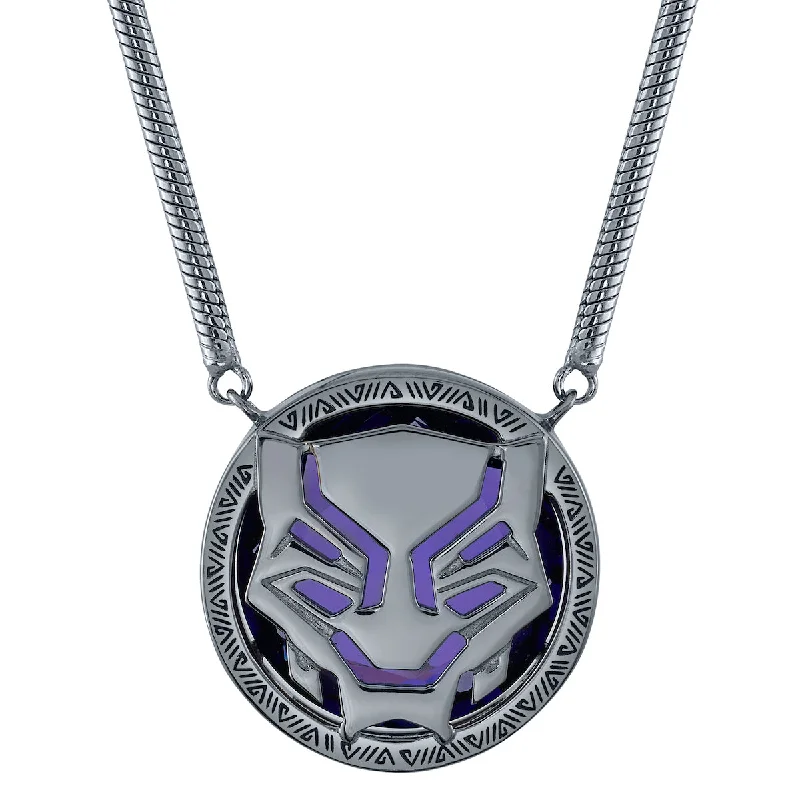 Ladies designer pendant necklaces-Marvel X RockLove BLACK PANTHER LEGACY Crystal Icon Necklace