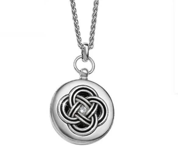 Ladies gold-plated necklaces-Interlok Small Round Locket Necklace From the Interlok Collection