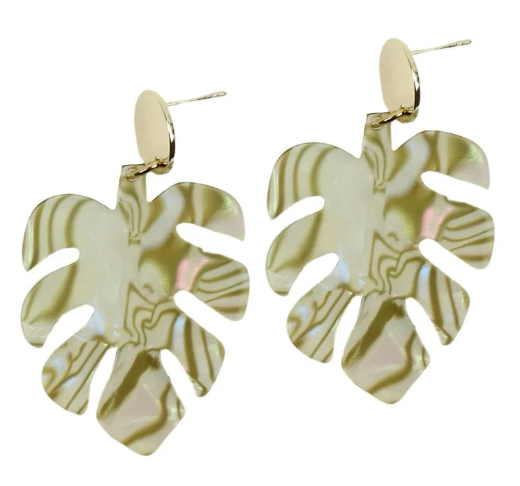 Ladies teardrop earrings-Abalone Palm Earring