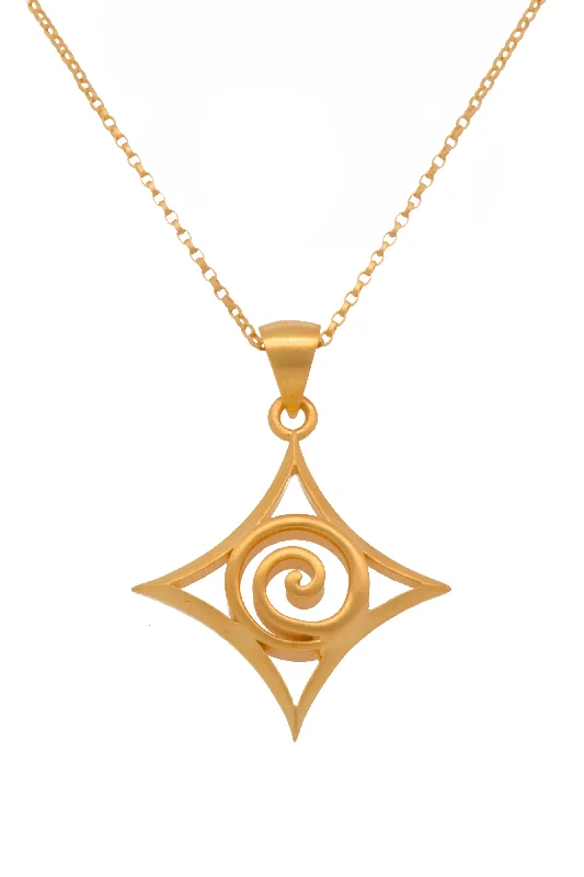 Ladies twisted gold necklaces-Gratitude Spiral Pendant Necklace 24K Gold Vermeil